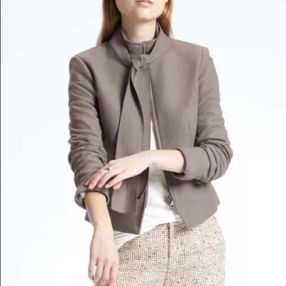 Banana Republic Taupe Wool Jacket with neck tie - Picture 1 of 9